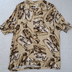 Panama Jack Hawaiian Aloha Mens Shirt Size XL Rum Buried Treasure Brown